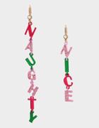 Betseyjohnson Pink Xmas Naughty Nice Earrings Multi