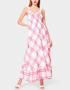 Betseyjohnson Windowpane Smocked Maxi Dress White Multi