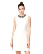 Steve Madden Simple Shift Dress With Knotted Collar Details White