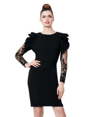 Steve Madden Lady Lace Sleeve Dress Black