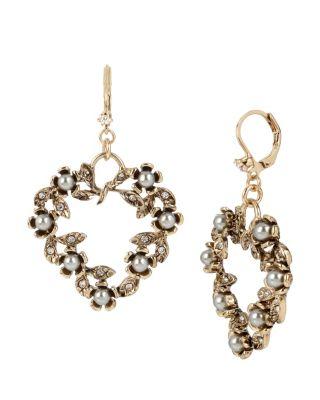 Steve Madden Throwback To Vintage Heart Earrings Grey