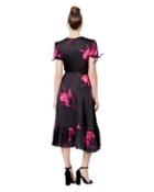 Steve Madden Ruffle Hem Floral Faux Wrap Dress Black/pink