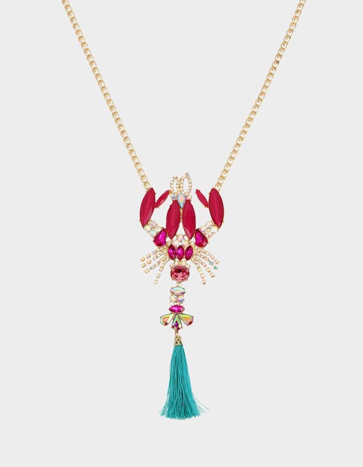 Betseyjohnson Festival Mermaid Lobster Pendant Pink