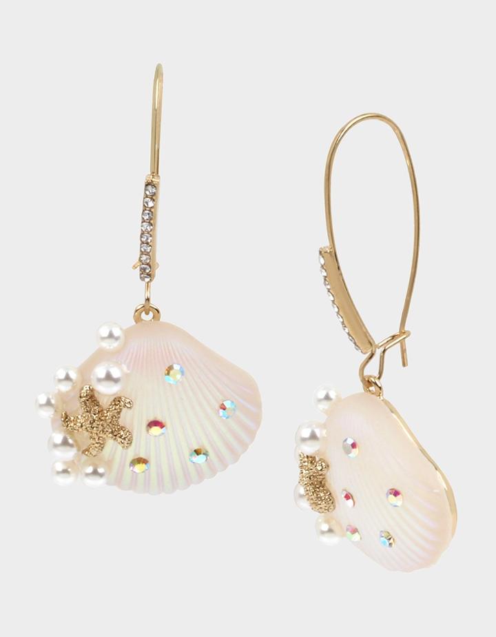 Betseyjohnson Surfmaid Pearl Shell Hook Earrings Ivory