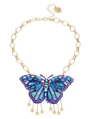 Steve Madden Butterfly Blitz Large Pendant With Dangles Purple