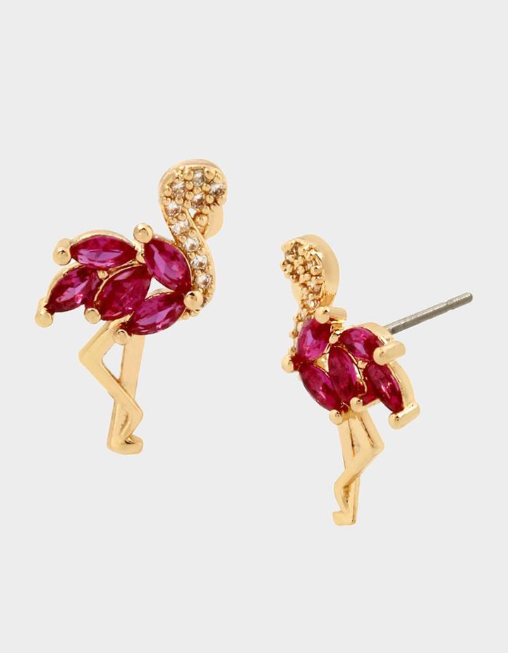 Betseyjohnson Catch The Wave Flamingo Studs Pink