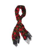 Steve Madden Roses Are Red Lace Trimmed Scarf Black