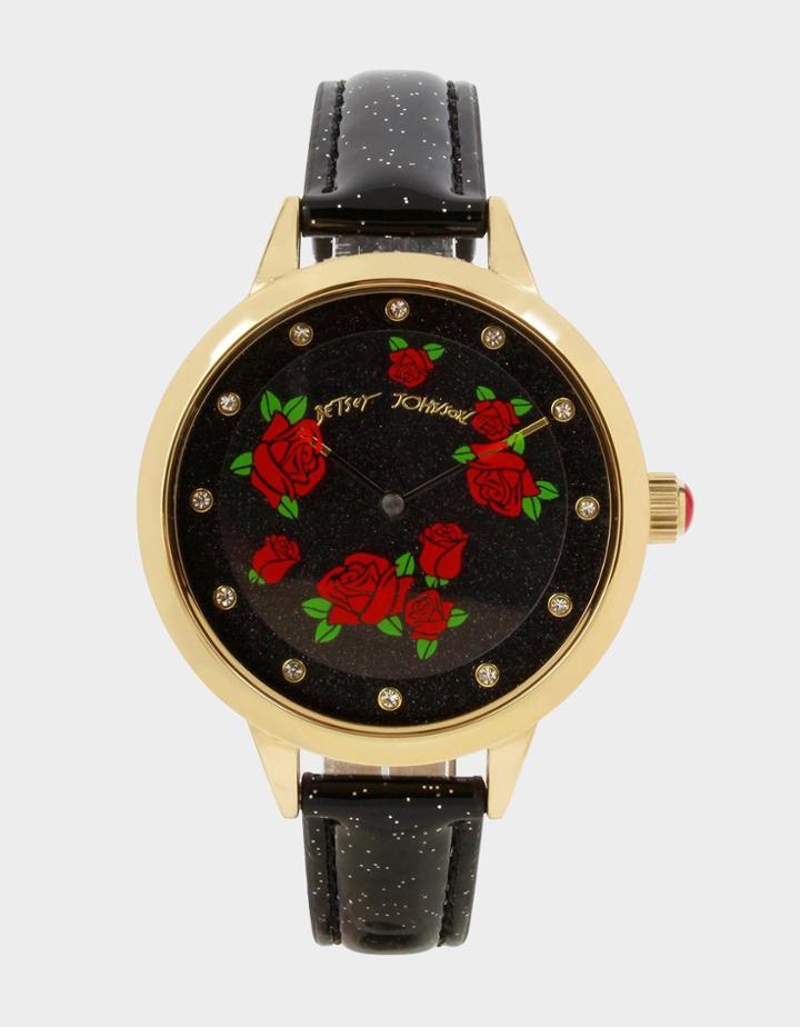 Betseyjohnson Round And Round Roses Watch Black