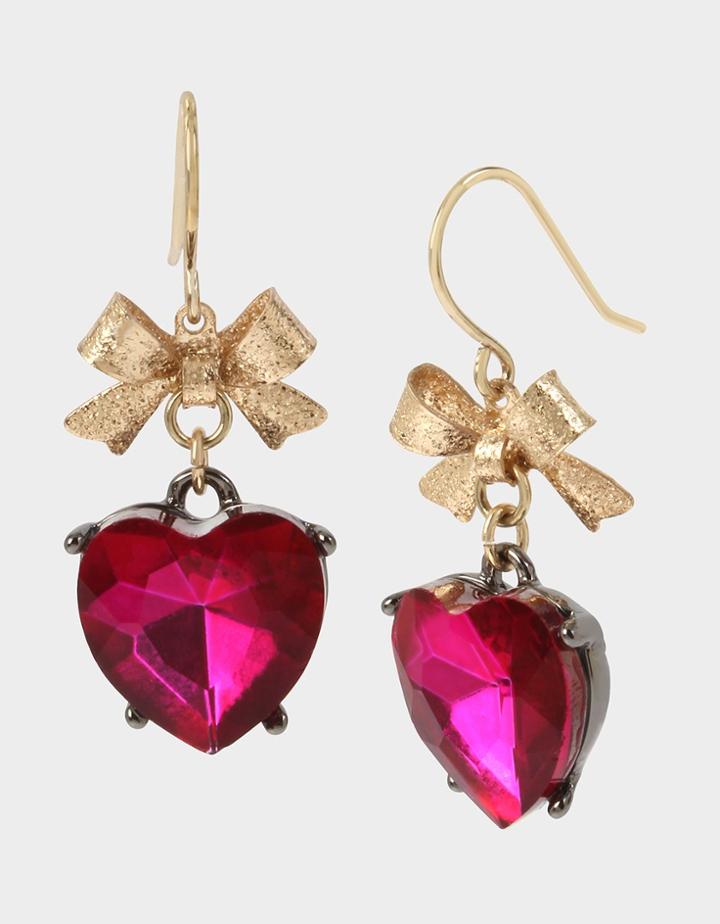 Betseyjohnson Bling Thing Heart Drop Earrings Fuchsia