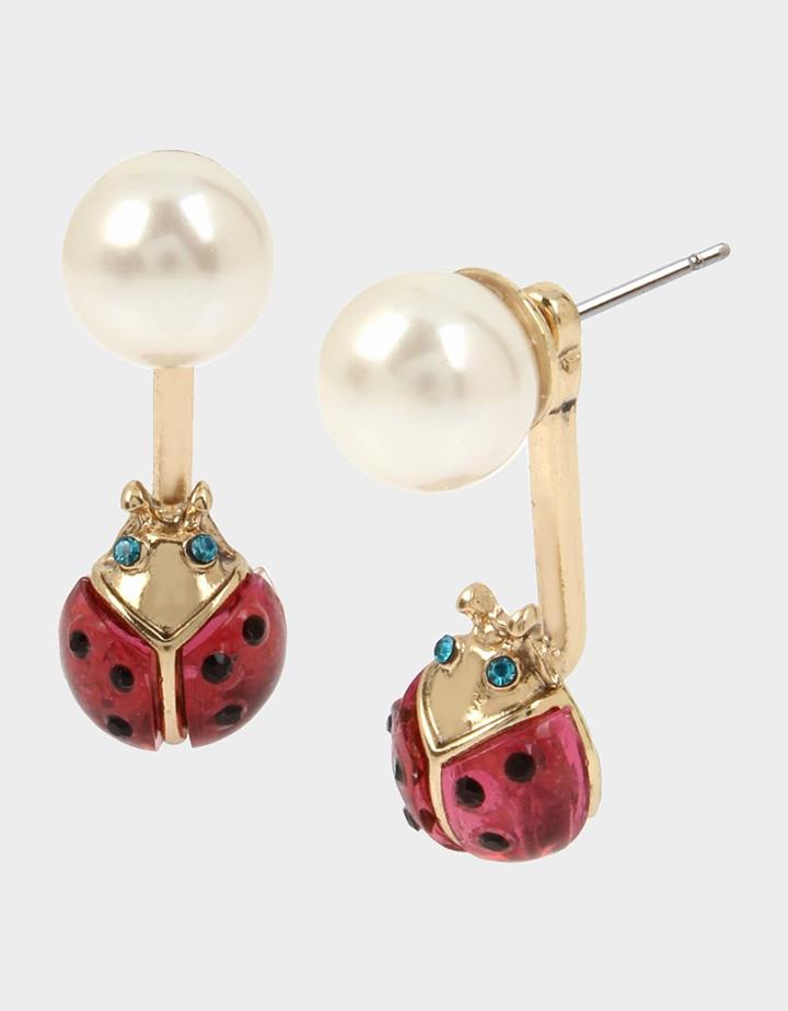 Betseyjohnson Sweetness And Light Ladybug Earrings Red