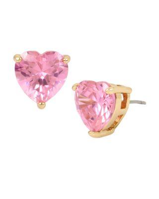 Steve Madden Cz Hearts Pink Stud Earrings Pink