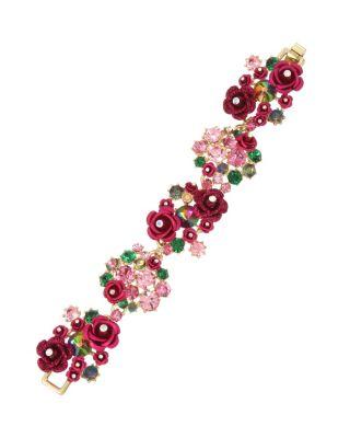 Steve Madden Enchanted Rose Flex Bracelet Red