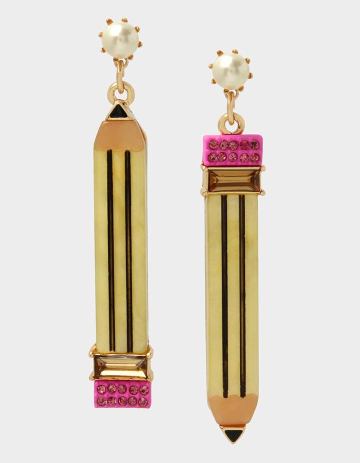 Betseyjohnson Back To School Pencil Earrings Yellow