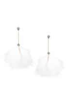 Steve Madden Angels And Wings White Pom Pom Linear Earring Crystal