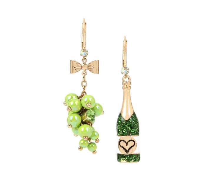 Betseyjohnson Summer Picnic Wine Mismatch Earrings Green