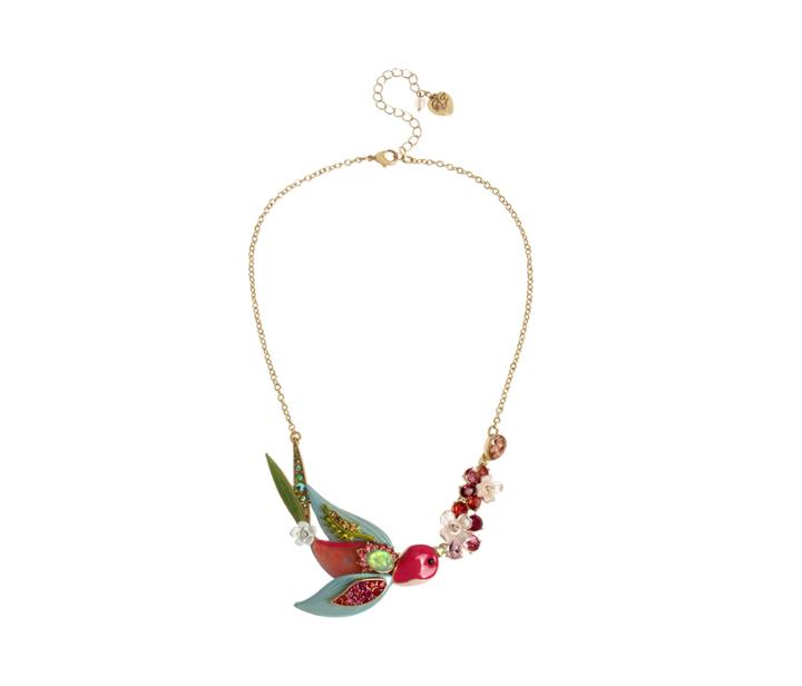 Betseyjohnson Opulent Floral Bird Necklace Multi
