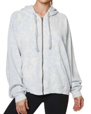 Steve Madden Bleach Tie Dye Oversized Hoodie Silver