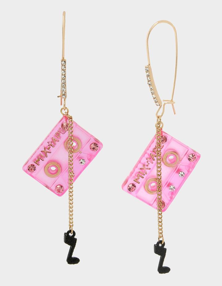 Betseyjohnson Nostalgic Pop Cassette Earrings Pink