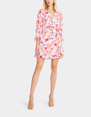 Betseyjohnson Sunset Floral Ruffled Dress Pink