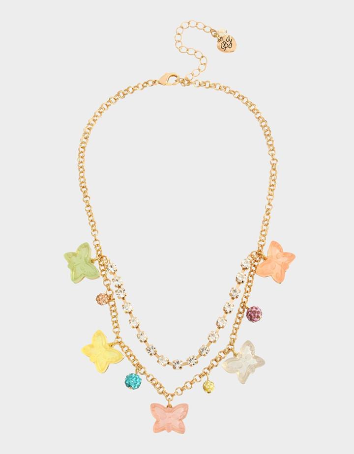 Betseyjohnson Gummy Butterfly Frontal Necklace Pastel Multi