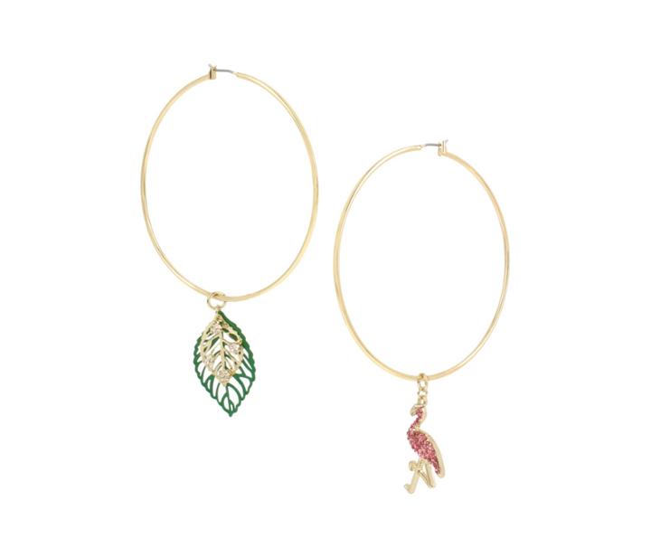 Betseyjohnson Betsey Blast Flamingo Hoop Earrings Multi