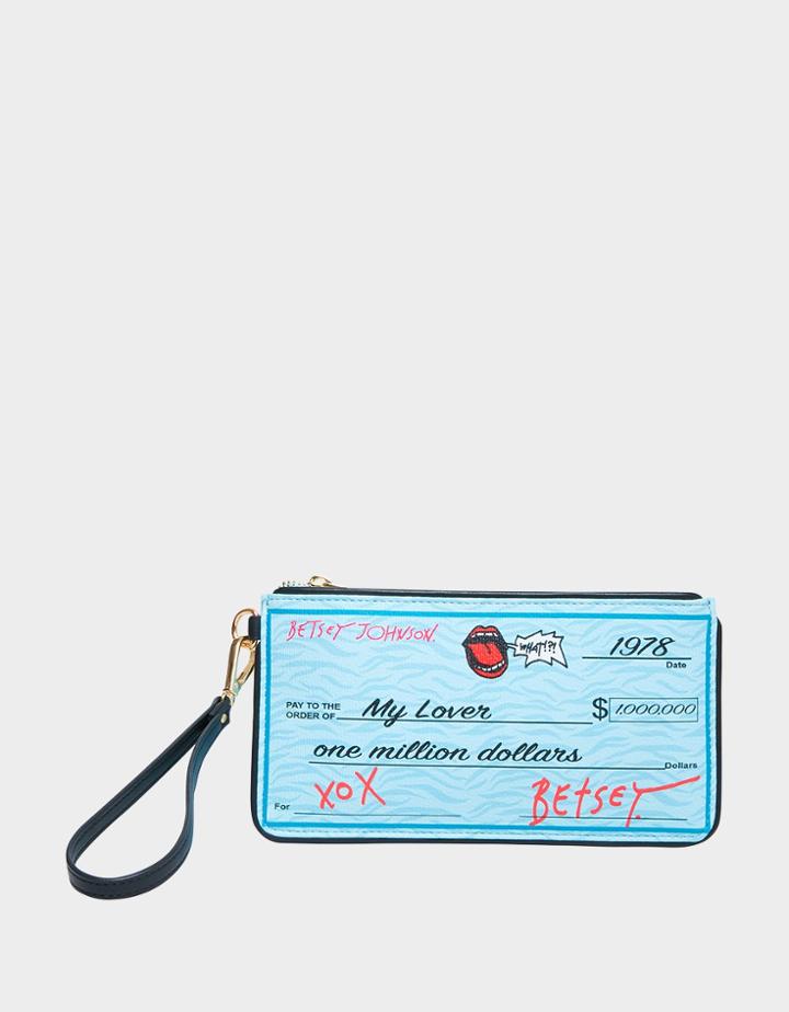 Betseyjohnson Check Me Out Wristlet Blue