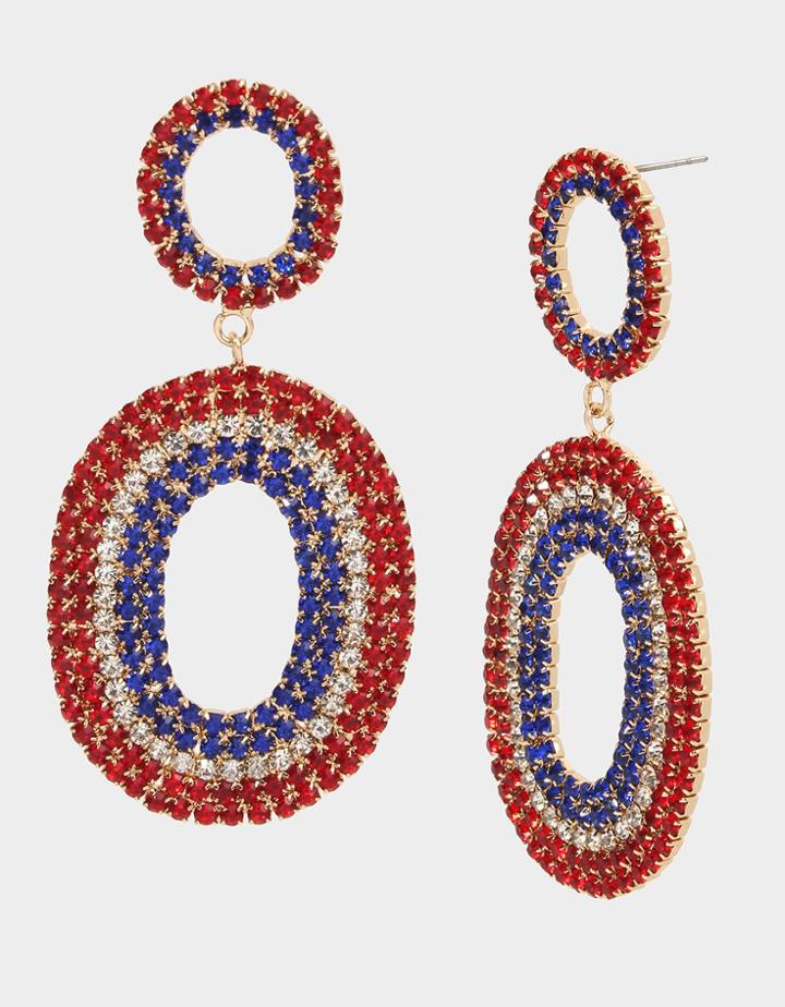 Betseyjohnson Firework Fun Double Oval Earrings Red-white-blue