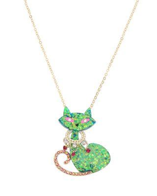 Steve Madden Granny Chic Long Cat Pendant Multi