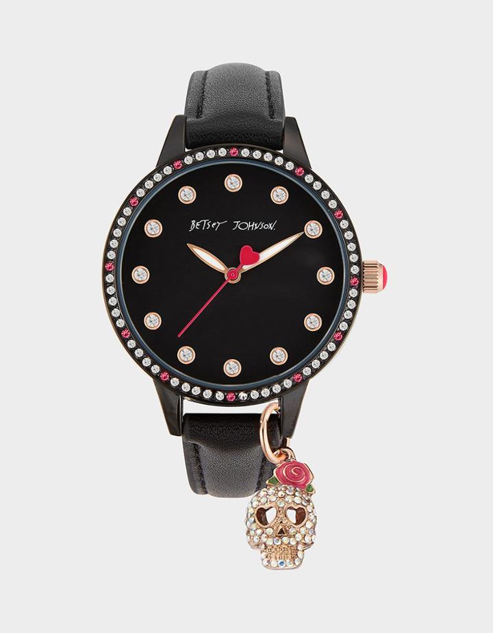 Betseyjohnson Charming Skull Watch Black