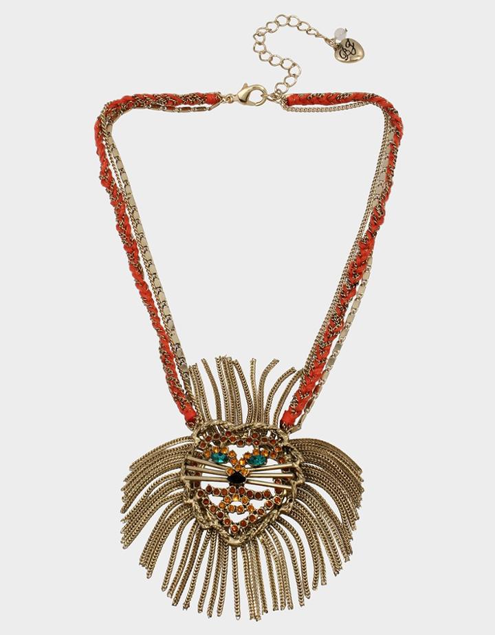 Betseyjohnson Stay Wild Lion Pendant Multi