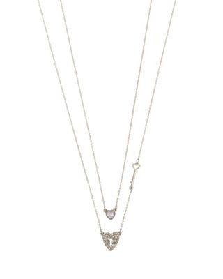 Steve Madden Betsey Blue Love Letters Heart 2 Pendant Set Blue