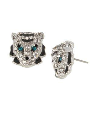 Steve Madden Magical Creatures Tiger Studs Crystal