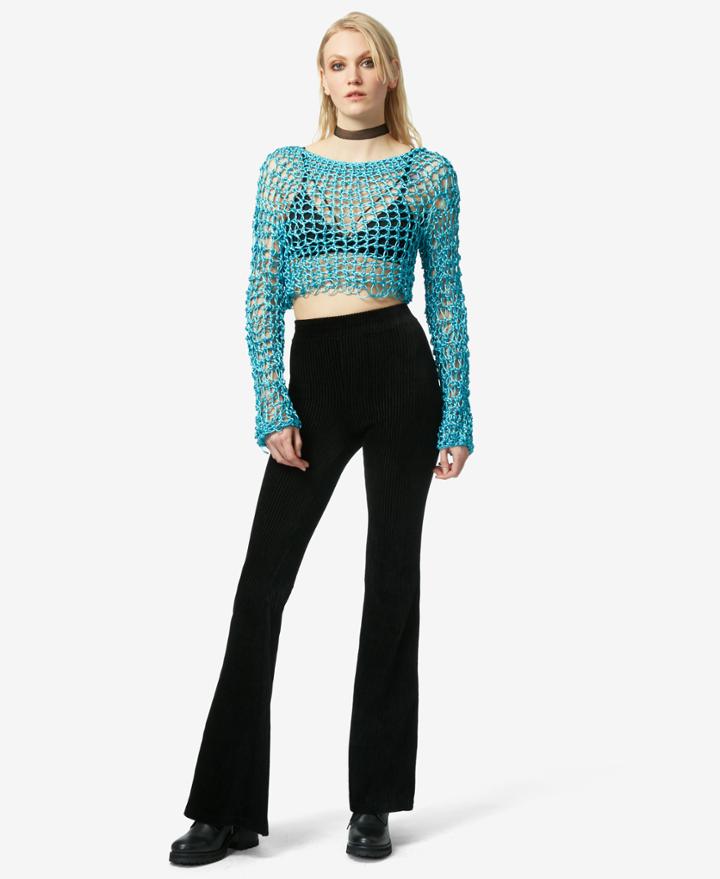 Betseyjohnson Bj Vintage Mesh Madness Crop Top Teal