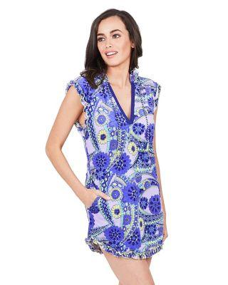 Steve Madden Kaleidoscope Dreams Terry Tunic Blue Multi
