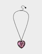 Betseyjohnson Xox Glitter Heart Pendant Fuchsia