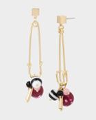 Betseyjohnson Unbreak My Heart Safety Pin Earrings Pink Multi