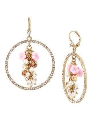 Steve Madden Marie Antoinette Multi Flower Gypsy Hoop Earring Multi