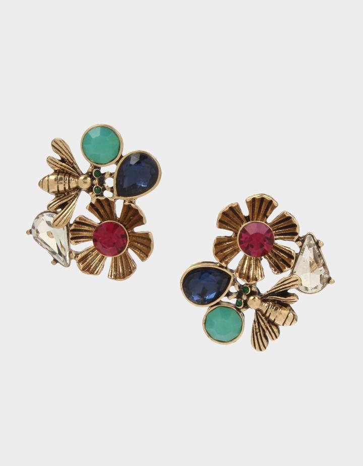 Betseyjohnson Tortifly Button Earrings Multi