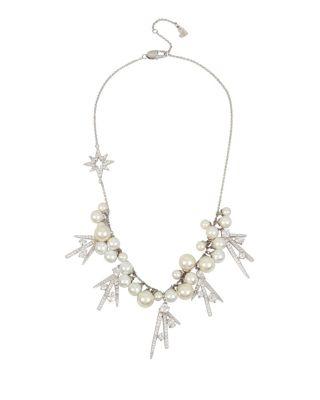 Steve Madden Blue Starlet Pearl Frontal Necklace Crystal