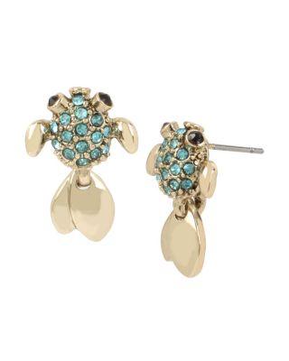 Steve Madden Crabby Couture Fish Stud Earrings Blue