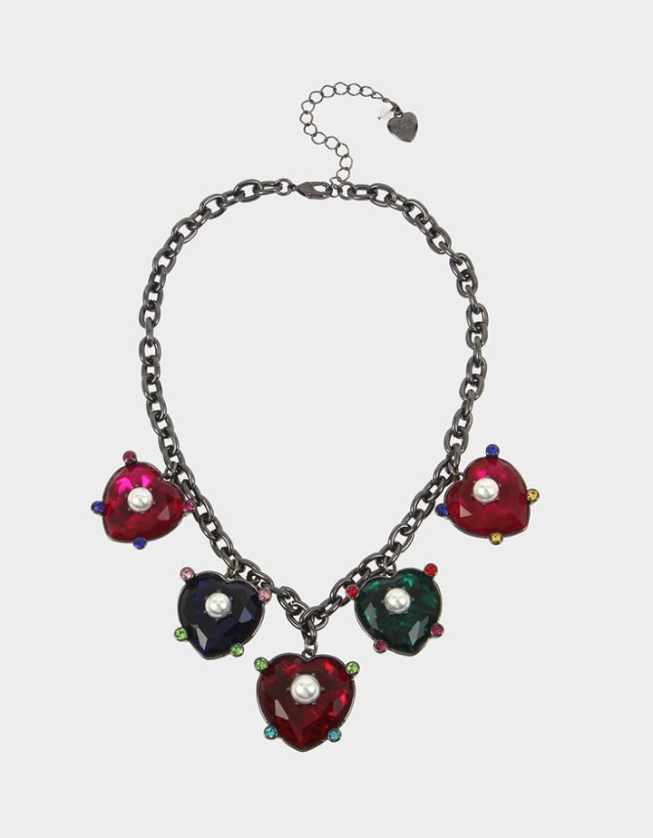 Betseyjohnson Bling Thing Heart Frontal Necklace Rainbow Multi