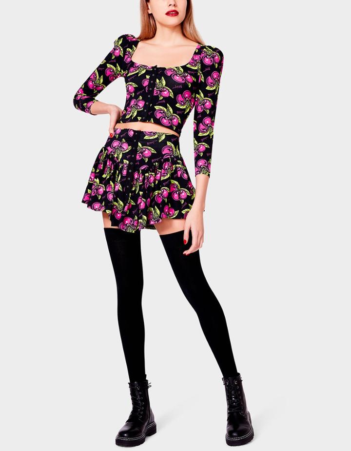 Betseyjohnson Betseys Vintage Inspired Flounce Mini Skirt Cherry