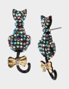 Betseyjohnson And Boo To You Swinging Cat Earrings Multi