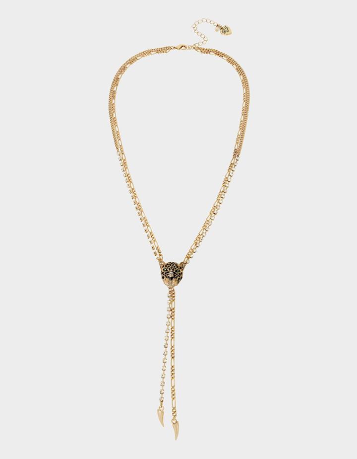Betseyjohnson True Leopard Y Necklace Crystal