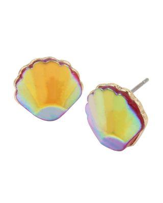 Steve Madden Crabby Couture Shell Stud Earrings Multi