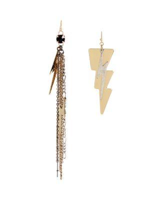 Steve Madden Throwback To Vintage Bolt Mismatch Earrings Crystal