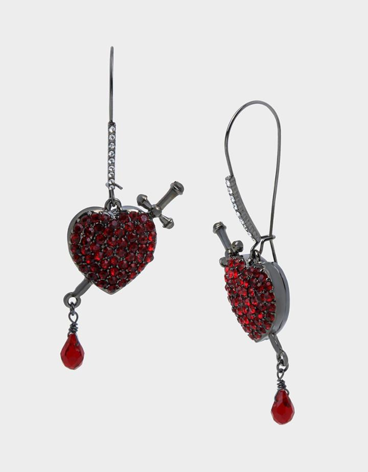Betseyjohnson Glampire Heart Dagger Earrings Red