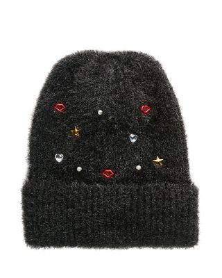 Steve Madden Kisses And Stars Cuff Hat Black