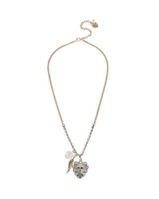 Steve Madden Throwback To Vintage Skull Necklace Crystal