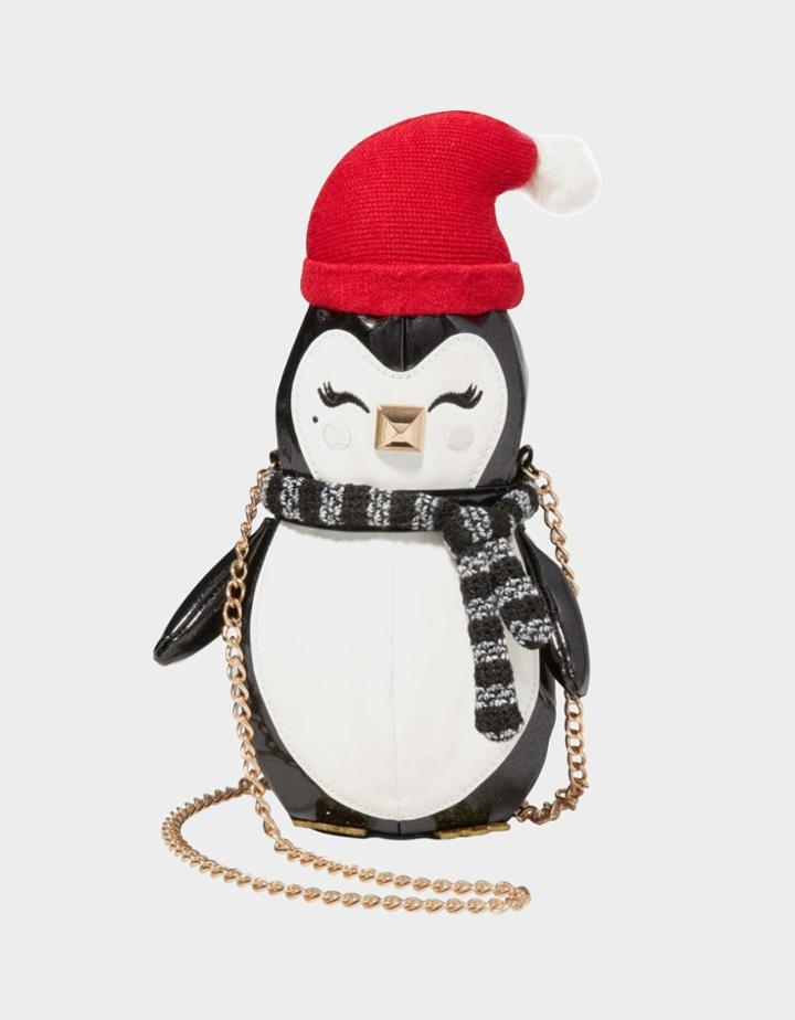 Betseyjohnson Kitsch Cozy Penguin Crossbody Black-white